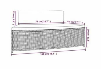 Polyrattan 2 személyes feket ülőpad, fehér párnával 